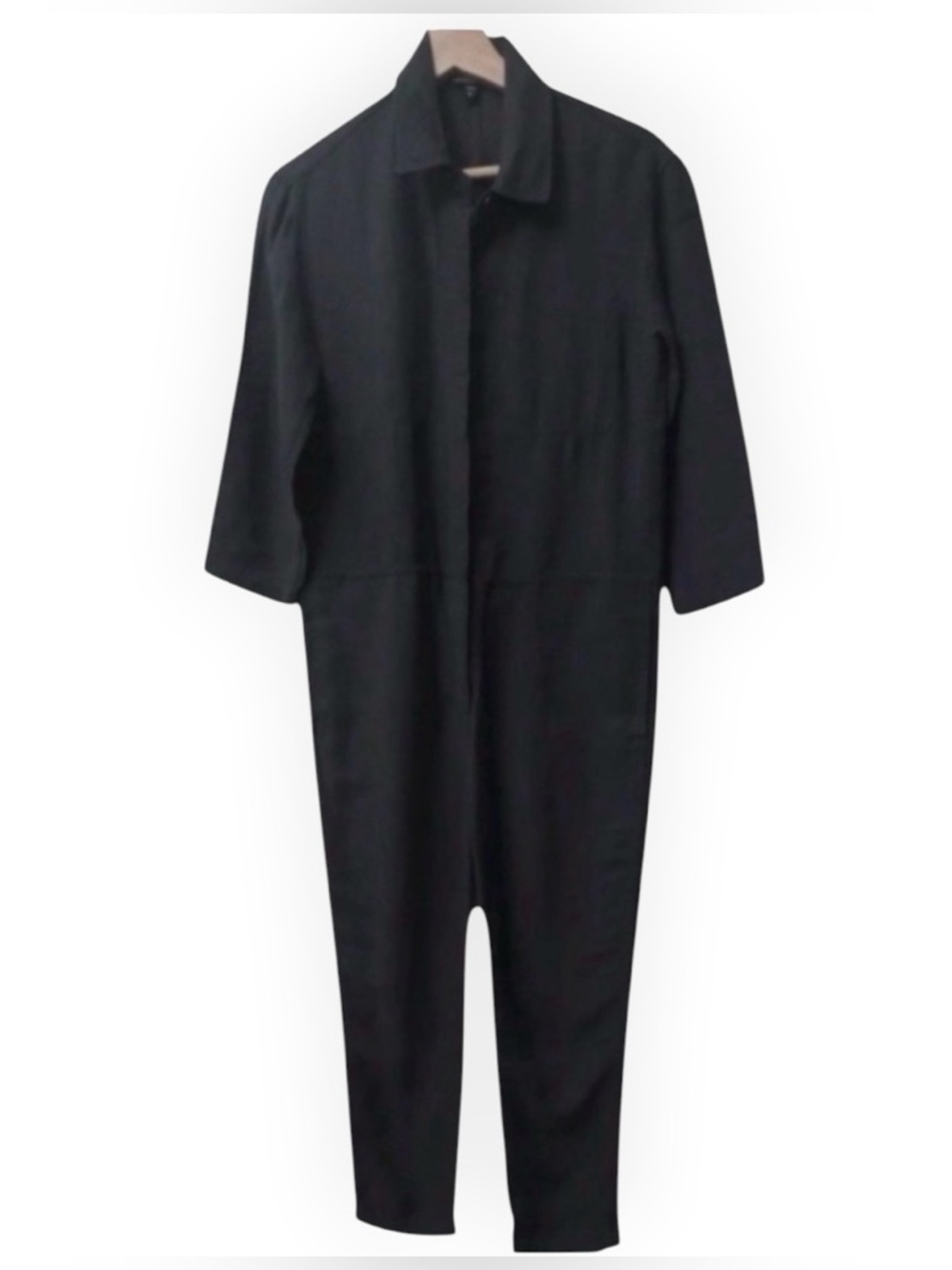 James Perse Black Linen Viscose Utility Coverall Jumpsuit Sz 1 Minimalist